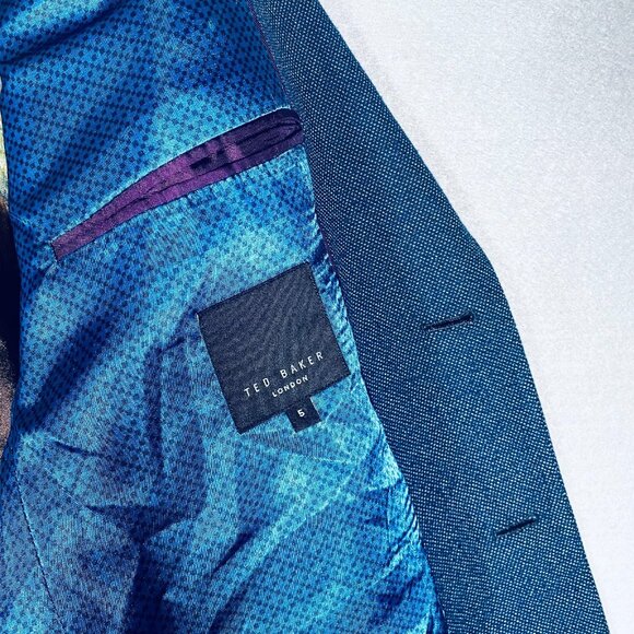 Ted Baker London Blazer Mens 42R Blue Stretch Softshell Sport Coat Jacket - Picture 7 of 15